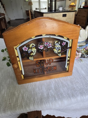 Wood cabinet birds floral - wood,