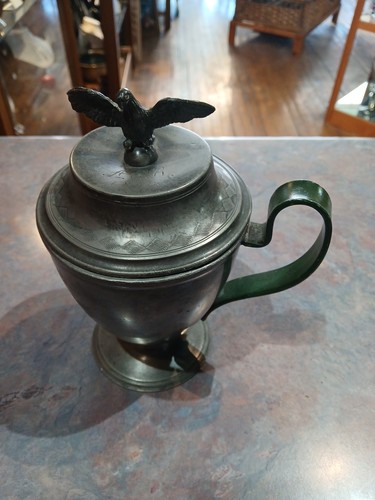 Antique pewter lidded - lidded, tankard