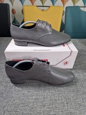 Grey Leather Mens Supadance Low Heel Dance Shoe Men UK 11 Wide Suede Sole Shoe