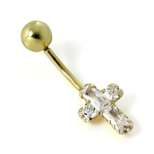 9ct Gold Clear CZ Crystal