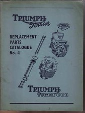 Triumph Motorcycle Replacement Parts Catalogue No 4 Terrier Tiger Cub June 1956