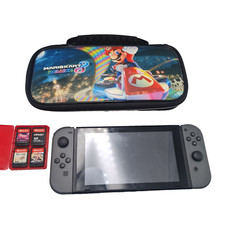 Nintendo Switch HAC-001 Black Console 32GB Bundle with 4 Games and Case