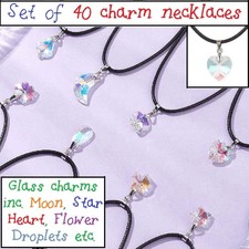 40pcs Glass Charm Necklaces