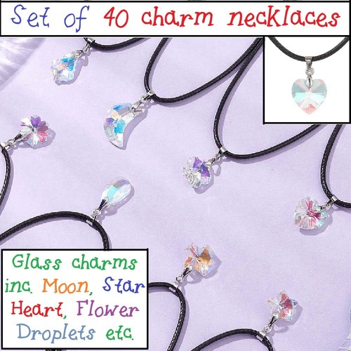40pcs glass charm necklaces - 40pcs,
