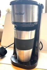 VonShef 1 Cup Filter Coffee Machine with Stainless Steel Mug & Lid