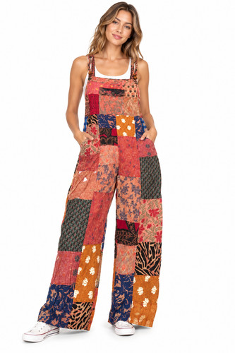 Womens patchwork dungarees - womens,