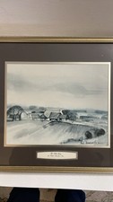 Pair of Hugh Brandon-Cox The Still Farm and Church with round Tower. Signed. 