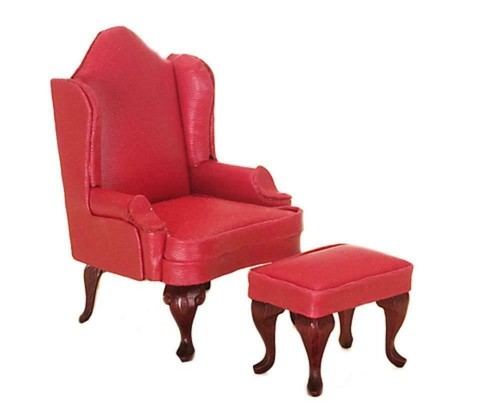 Dolls house red - red, leather