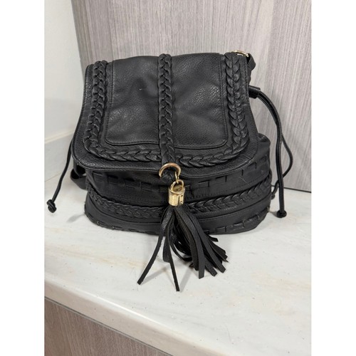 Black faux leather braided - black,