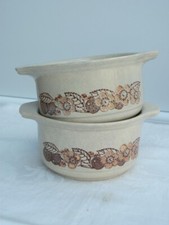 2 x kiln craft flowers and berries soup bowls dessert cereal dish vintage vgc