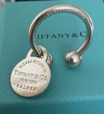 Tiffany & Co 925  Silver “Return To Tiffany”  Circular  Keyring With Box