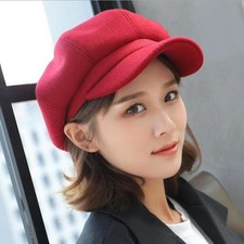 Ladies Women Girl Wool Blend Baker Boy Peaked Cap Newsboy Hat Retro Beret Cap UK