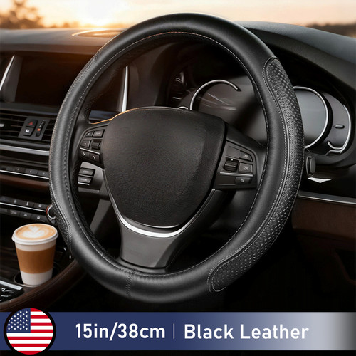 Black cowhide steering - black,