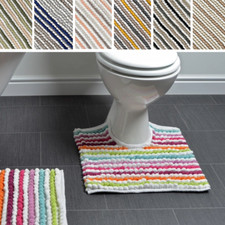 Allure Soft Striped Chunky Bobble Toilet Pedestal Mat 50 x 50cm Thick, Absorbent