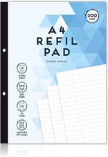 🔥200 Pages Refill Pad A4 High Quality Lined Paper Wide Ruled Margin Notes Book 
