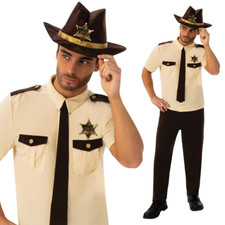 US Sheriff Costume American Native Police Officer Fancy Dress Outfit Mens Adults