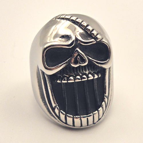 Stainless steel skull biker - stainless,