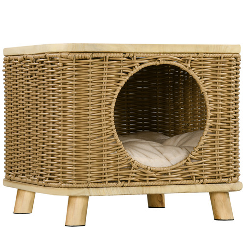 Cat house elevated wicker - cat,