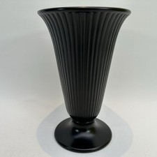 Vintage Wedgwood Ravenstone Ribbed Trumpet Vase 20cm 60's Classical Home Decor