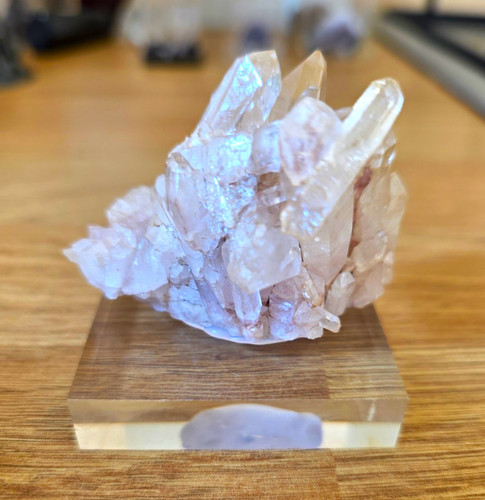Pink lemurian quartz crystal - lemurian,