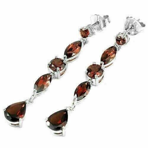 Silver earrings garnet natural - garnet,