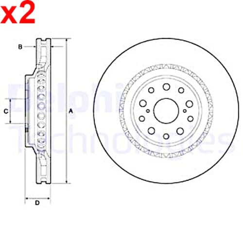 Brake disc delphi - 2x, fits