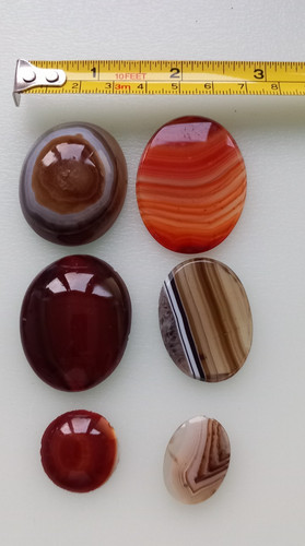 Six antique victorian agate - ,