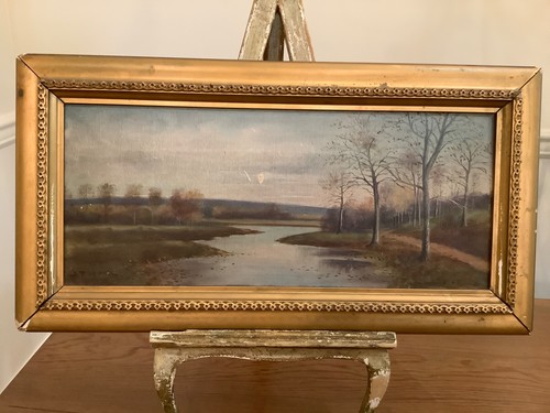 Antique landscape oil painting - antique,