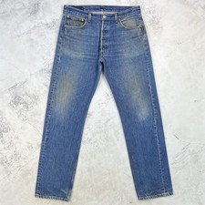 Levi's 501xx '555 Valencia Street' Made in USA Distressed Blue Jeans W34" L32.5”