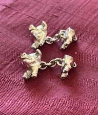 Solid Silver Pig Chain Link Cufflinks