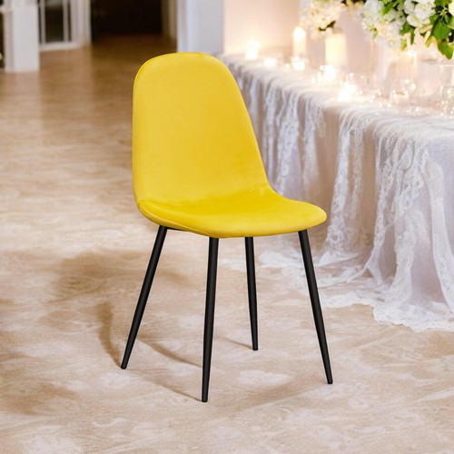 Yellow fabric dining chair - fabric,