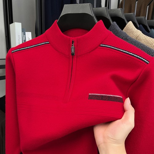 Mens half zip knit sweater - half,
