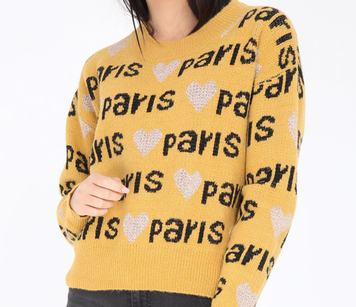 Yellow paris hearts jumper - paris,