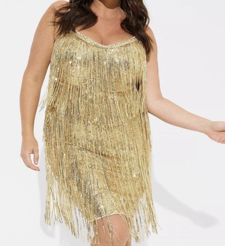 Torrid gold sequin fringe - gold,