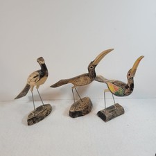 Vintage Wooden Handcarved Birds X3   