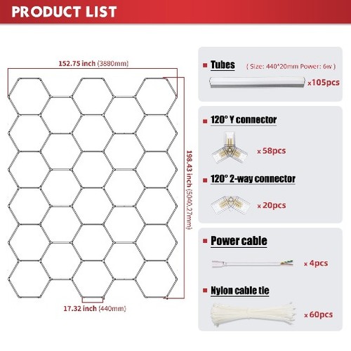 28pcs hexagon led lighting car - 28pcs,