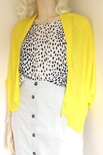 Ted Baker neon yellow viscose open front cardigan shrug bolero size 1/8–10– 12