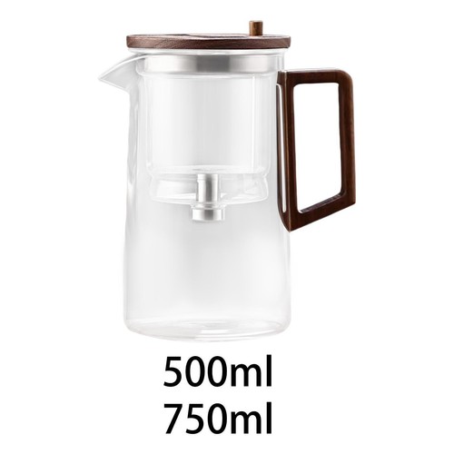 Glass tea pot wooden handle - wooden,