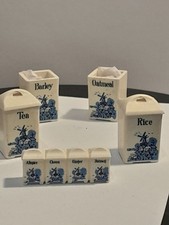 Dolls House Miniature Vintage Blue & White Kitchen Accessories