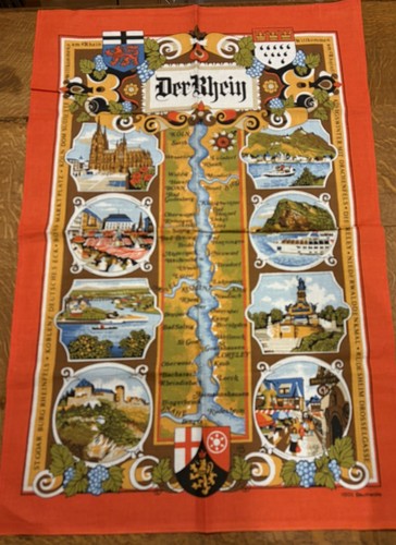 Vtg souvenir tea towel rheine - vtg,