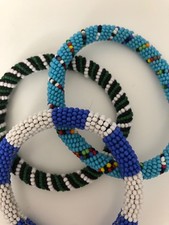 Vibrant Coloured African Kenyan Handmade Fairtrade Maasai Beaded Bangle Bracelet
