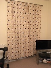 Purple And Blue Butterfly Ready Made Lined Curtains 