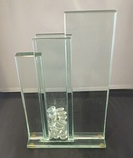 Clear Heavy Glass Artistic Column Ornament with Clear Glass Pebbles