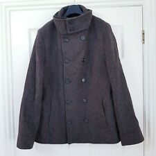 All Saints Mens Coat Size 42 Hampton Cook Wool Tweed Pea coat / Overcoat Brown