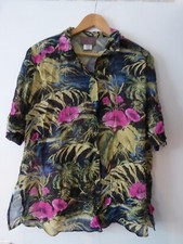SEMPRE PIU BY CHALOU BLOUSE UK 16 FLORAL POLYESTER  SHORT SLEEVE VINTAGE