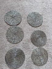 Set of 6 Silver Beaded Round