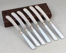 Antique Butter Knives Silver Plated With Blue Handle