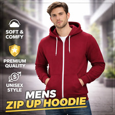 Mens Plain Fleece Zip Up Top