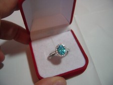 SUPERB BEAUTIFUL SOLID SILVER-RING-BRILLIANT DIAMONIQUE CUBIC ZIRCONIAS -SIZE Q