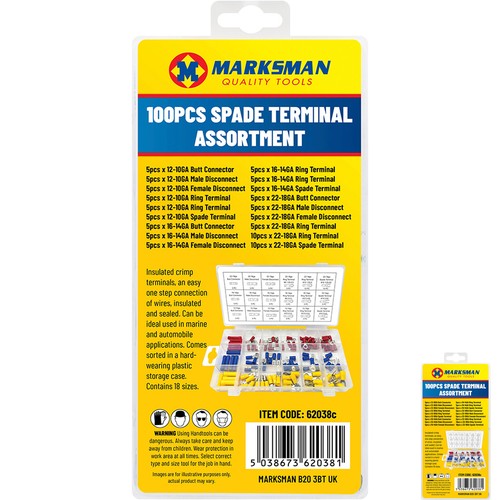 100pc assorted spade terminals - assorted,